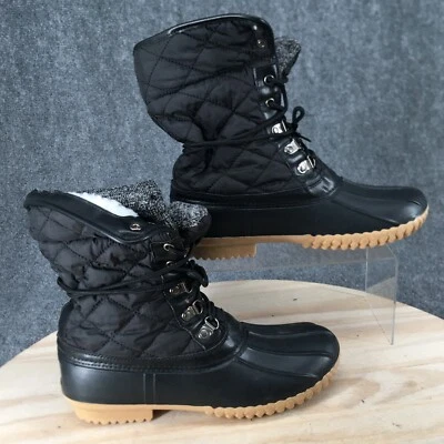 Henry Ferrera Colección Botas Mujer 11 Negro Nieve Tela Acolchada Goma Informal Foto 1 de 4