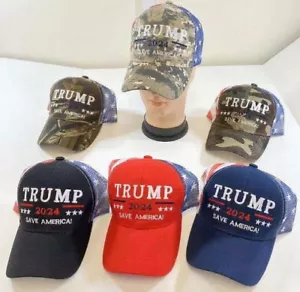 Trump 2024 SAVE AMERICA! TRUCKER MESH STYLE (BLACK) Embroidered Cap Hat L1 - Picture 1 of 1