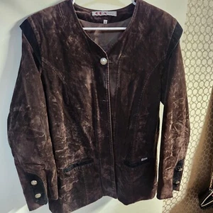 ODA OF NORWAY RARE VINTAGE 1960'S WOMAN'S BROWN SUEDE LEATHER TRIM JACKET - Picture 1 of 11