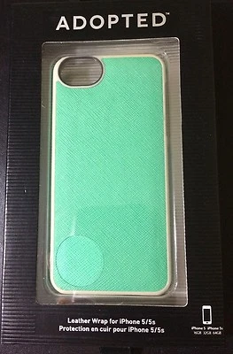 Funda de cuero adoptada para Apple iPhone 5 5S saffiano verde menta/trigo celda Foto 1 de 3