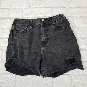 Old Navy Juniors Jean Shorts Distressed Black High Rise Slouchy Straight Size 26 - Picture 1 of 9