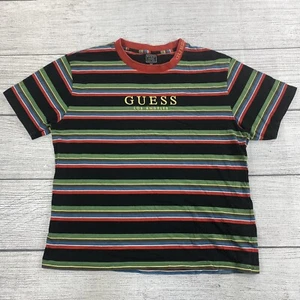 Guess 90’s Vintage T- Shirt Men Size Large Striped Pull Over Shirt Multi Colored - Picture 1 of 7