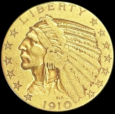 1910 S GOLD US $5 INDIAN HEAD HALF EAGLE COIN SAN FRANCISCO MINT Cover