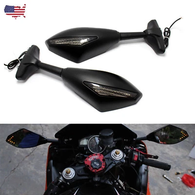 ESPEJOS RETROVISORES LED INTERMITENTE MOTO PARA KAWASAKI NINJA 650R 500R YAMAHA R6 R6S EE. UU. Foto 1 de 4