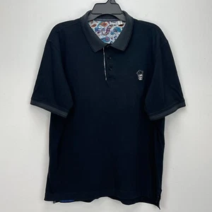 Robert Graham Polo Shirt Mens XL Black Short Sleeve Cotton Golf Skull Logo - Picture 1 of 13