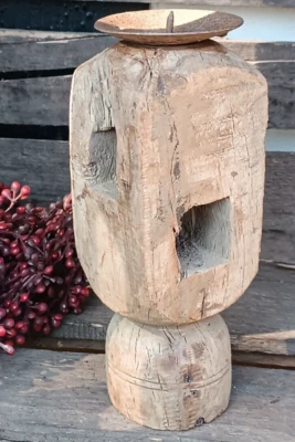 ❤️ Kerzenleuchter Altholz , rostiger Kerzenteller, Rostlook  Einzelstück ❤️ - Bild 1 von 2