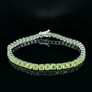925 Silver Bracelet with Natural peridot. - Picture 1 of 7
