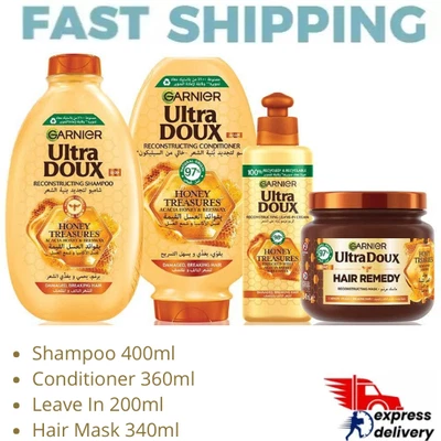 Garnier Ultra Doux Honey Shampoo & Conditioner and Leave In Cream & Hair Mask - image 1 of 2