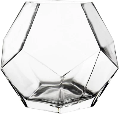7" Clear Glass Geometric Terrarium Bowl | Prism Honeycomb Plant Vase | Hexagon D - Image 1 of 4