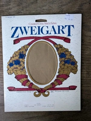 Tela punto de cruz Zweistik caqui Aida 18 unidades 100 % algodón 17" x 18" NOS Foto 1 de 4