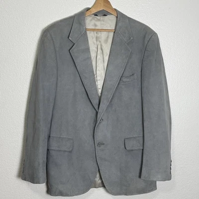 Kuppenheimer Men's Gray Prima Suede 2 Button Single Breasted Blazer Size 42 R - Image 1 of 4