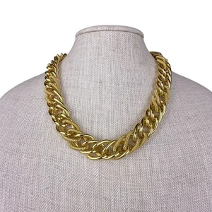 Vintage  Gold Tone Chunky Statement Necklace For Women - Picture 1 of 4