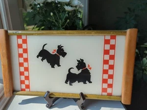 Bandeja para servir vintage Scottie Scotty Terrier perro pintada al revés 13,5X7,5" años 50 - Imagen 1 de 24