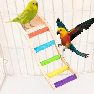 Wooden Bird Ladder Parrot Climbing Ladder Shelf Easy Installation Parrot Perch - Picture 1 of 7