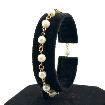 7.5”, 5.4mm Pearl Gold Filled Bracelet, Fits 7” Wrist,  5.0g - Image 1 of 4