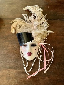Signed Raymond Mak San Francisco Ceramic Wall Mask Vintage 1990 Flapper Beauty - Picture 1 of 2