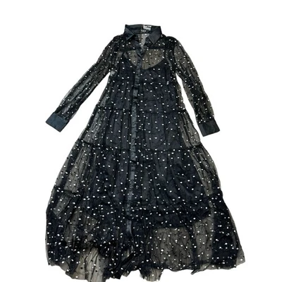 Vici Exclusive X Fate Black Slip Dress Sheer Cover Long Sleeve Size XS  - Image 1 of 4