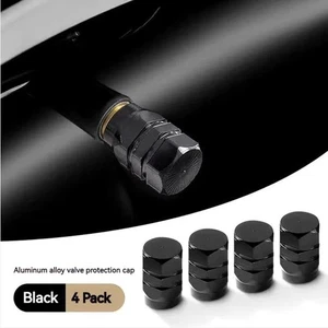 4pcs Aluminum Black Car Tire Valve Cap Tyre Stem Cover Air Dust Wheel Rim Cap - Picture 1 of 13