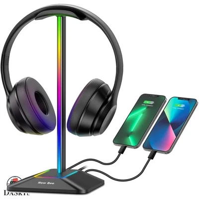 Soporte para auriculares de escritorio RGB con puerto USB-C y 7 efectos de iluminación - Perfecto para jugadores Foto 1 de 4