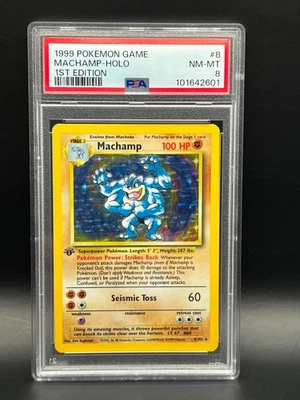 PSA 8 NM-MT- 1999 Machamp 1st Edition Base Set 8/102  Holo Rare - Image 1 of 3