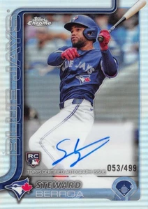 Steward Berroa 2025 Toronto Blue Jays Topps Chrome Refractor Chrome #RA-SBE /499 - Picture 1 of 2