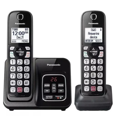 Panasonic Expandable Cordless Phone Answering Machine KX-TGD832 2 Handset Black - Image 1 of 4