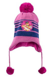 Paw Patrol Strickmütze für Mädchen - Wintermütze mit Bommel Mütze Pink/Blau - Bild 1 von 3