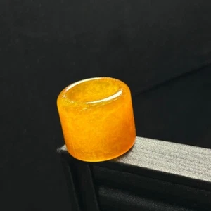 Real Natural yellow Burmese Jade Jadeite Amulet archery thumb Rings - Picture 1 of 9