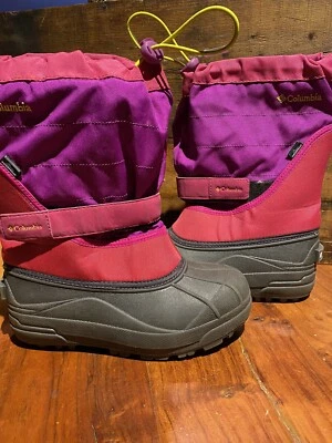 COLUMBIA - Rosa y Púrpura - Niñas Talla 4 Forradas Nieve Invierno Botas Foto 1 de 4