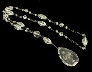 "Antiguo Collar Y Eslabón de Cuarzo Eslabón de Roca de Ley Deco China 30" - Imagen 1 de 8