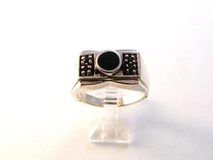 Vintage Sterlingsilber & schwarzer Onyx Ring Größe 12 - Bild 1 von 4
