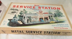 Vintage Marx Metal Day & Nite Service Station With Car Wash #3474, 1950s, NIB - Picture 1 of 22