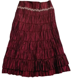 FAUST PARIS FORMAL WEAR A-LINE TIERED CRINKLE SKIRT sz T3 FR/L US made in FRANCE - Picture 1 of 10