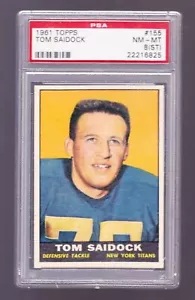 1961 Topps #155 Tom Saidock New York Titans PSA 8 (ST) - Imagen 1 de 3