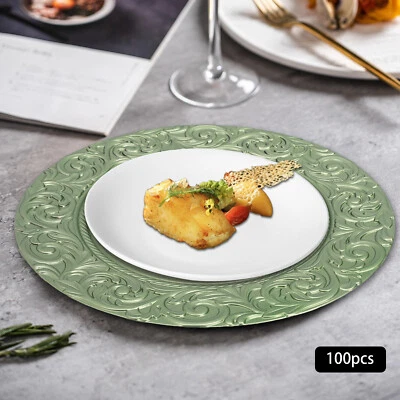 100x Green Western Dim Sum Plate Party Table Dinner Plates Charger Plates Set - Image 1 of 4
