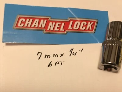 CHANNELLOCK  7 mm  x 1/4" DR  METRIC  SOCKET  6 Point Free USA  Shipping - Image 1 of 4