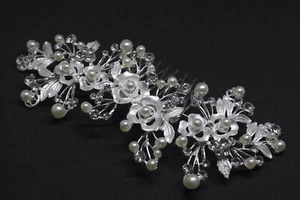 Silver tone hair comb bridal wedding crystal rhinestone hair accessories ha1927 - Picture 1 of 5