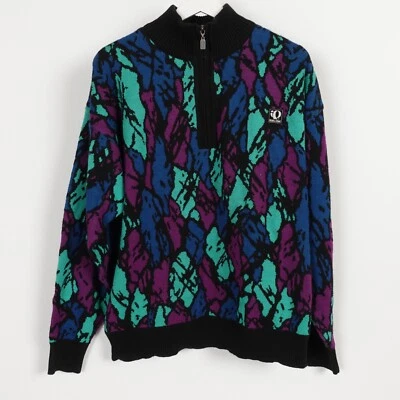 Vintage 80s 90s Pearl Izumi Cycling Bike All Over Print Sweater Wool Large 1/4 - Image 1 of 4