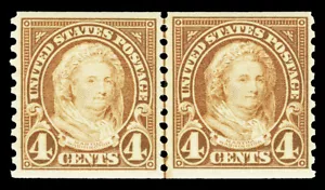 Scott 601 1923 4c Martha Washington Coil Issue Joint Line Pair F-VF NH Cat $55 - Picture 1 of 1