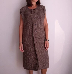 Gilet knitted long vest waistcoat jacket sleeveless cardigan sweater warm - Picture 1 of 5