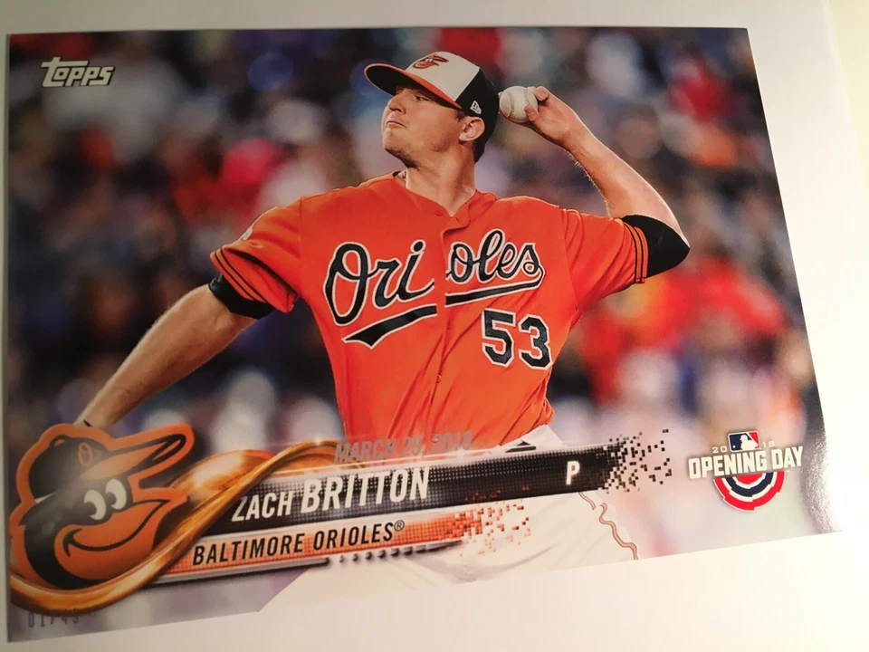 2018 Topps Opening Day 5x7 Jumbo Zach Britton Orioles 145 01/49 - Image 1 of 1