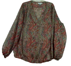 Liz Claiborne Womens Sheer Boho Top w/ Camisole Fairy Grunge Dark Cottagecore 3X - Picture 1 of 8