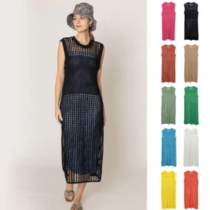 Do Everything in Love Women's Chest Blocked Crochet Long Solid Dress Cover Up - Picture 1 of 45