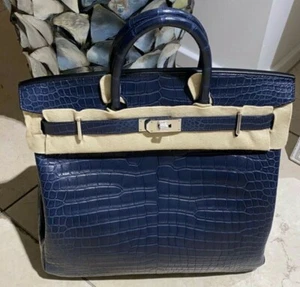 Hermes Hac 40 Birkin Bag Crocodile Mat Porosus Crocodile Palladium New Full - Picture 1 of 9