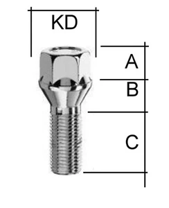 Radschraube M12 x 1,25 x 24-50mm Kegelbund 60° SW19 verzinkt - Picture 1 of 9