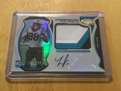2021 Certified Terrance Marshall JR. Auto Patch 174/299Freshman Fabric Panthers  - Image 1 of 2