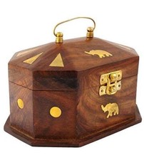 6" Handmade Wooden Jewelry Box for Women Jewelry Organizer Elephant