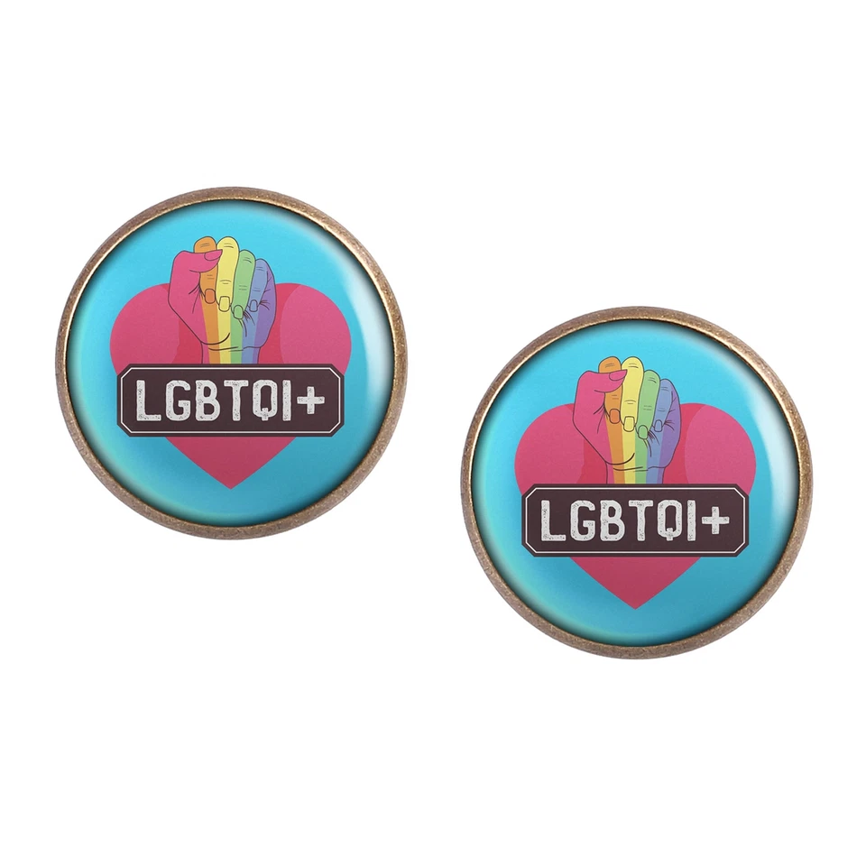 Mylery Ohrstecker Paar mit Motiv Regenbogen-Fahne Rainbow-Flag LGBT LGBTQI+ bron - Bild 1 von 1