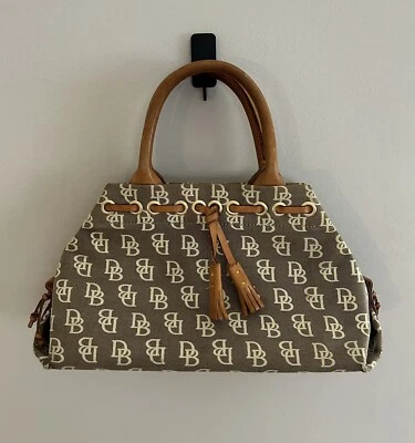 Dooney & Bourke Vintage DB Logo Satchel Shoulder Bag - Brown - Image 1 of 4