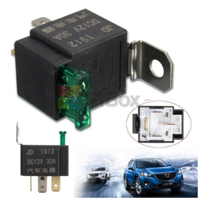 Fused On/Off Car Motor Automotive Fused Relay DC 12V 30A 4 Pin 4P SPST Metal - Image 1 of 4